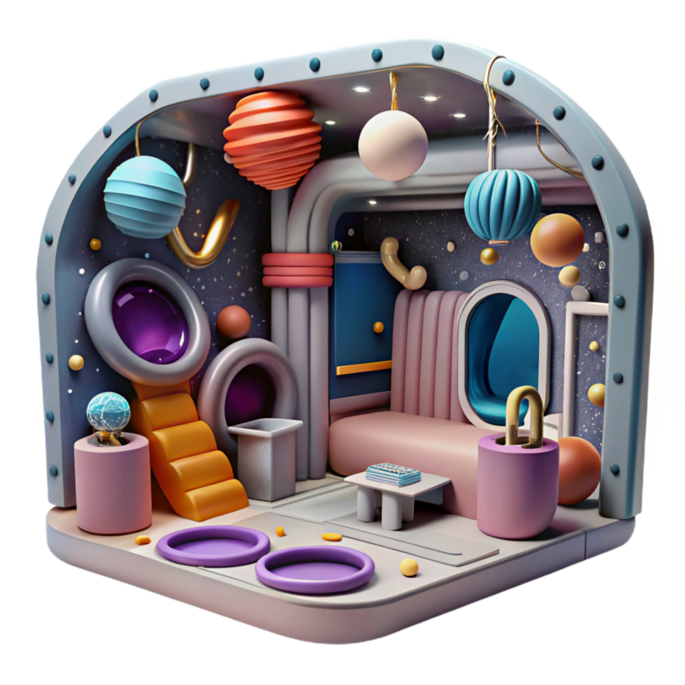 beautiful rustic Space Station Interior Detailed View Isolated Transparent Background exclusive png