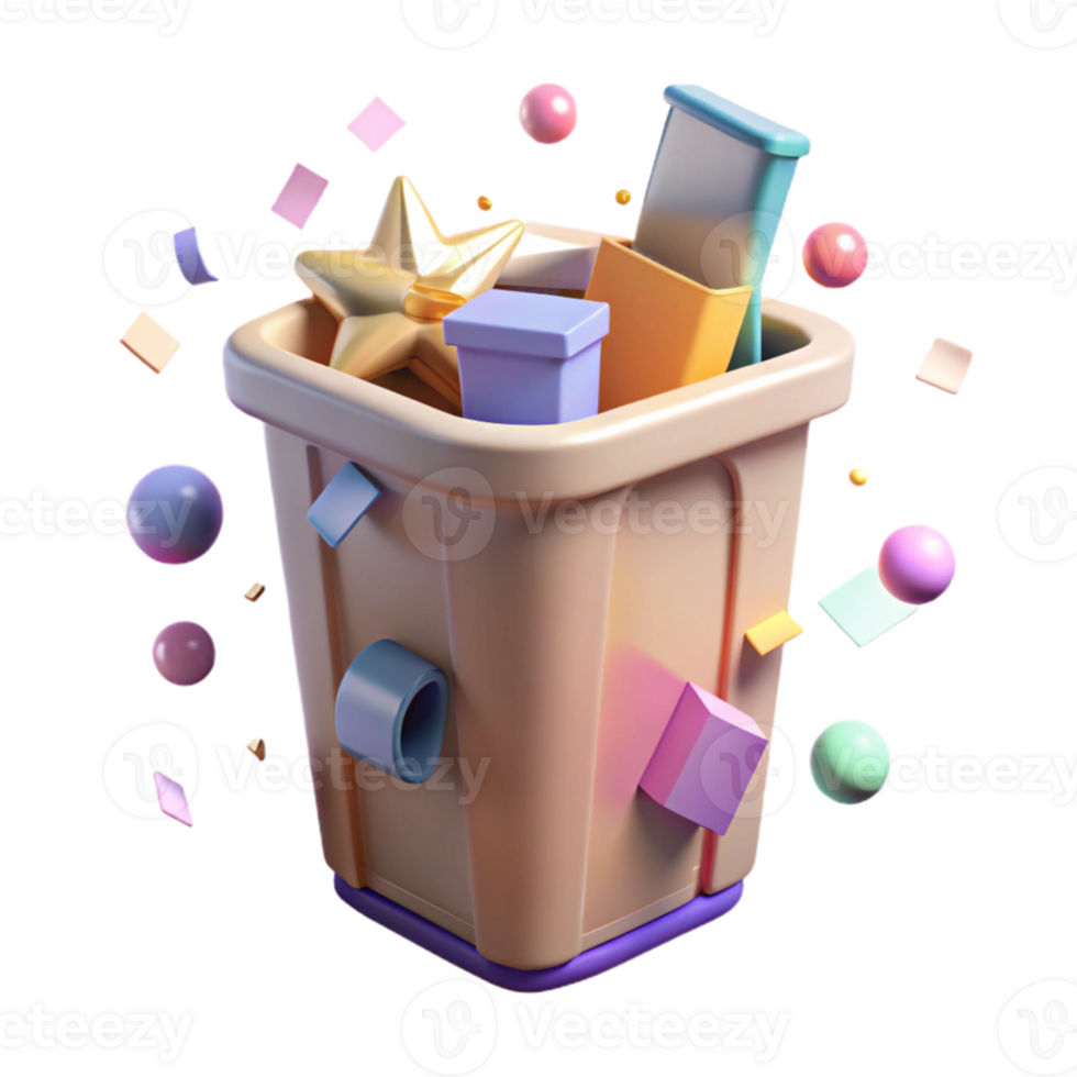 extraordinary traditional Recycle Bin with Paper and Cardboard Cutout detailed png