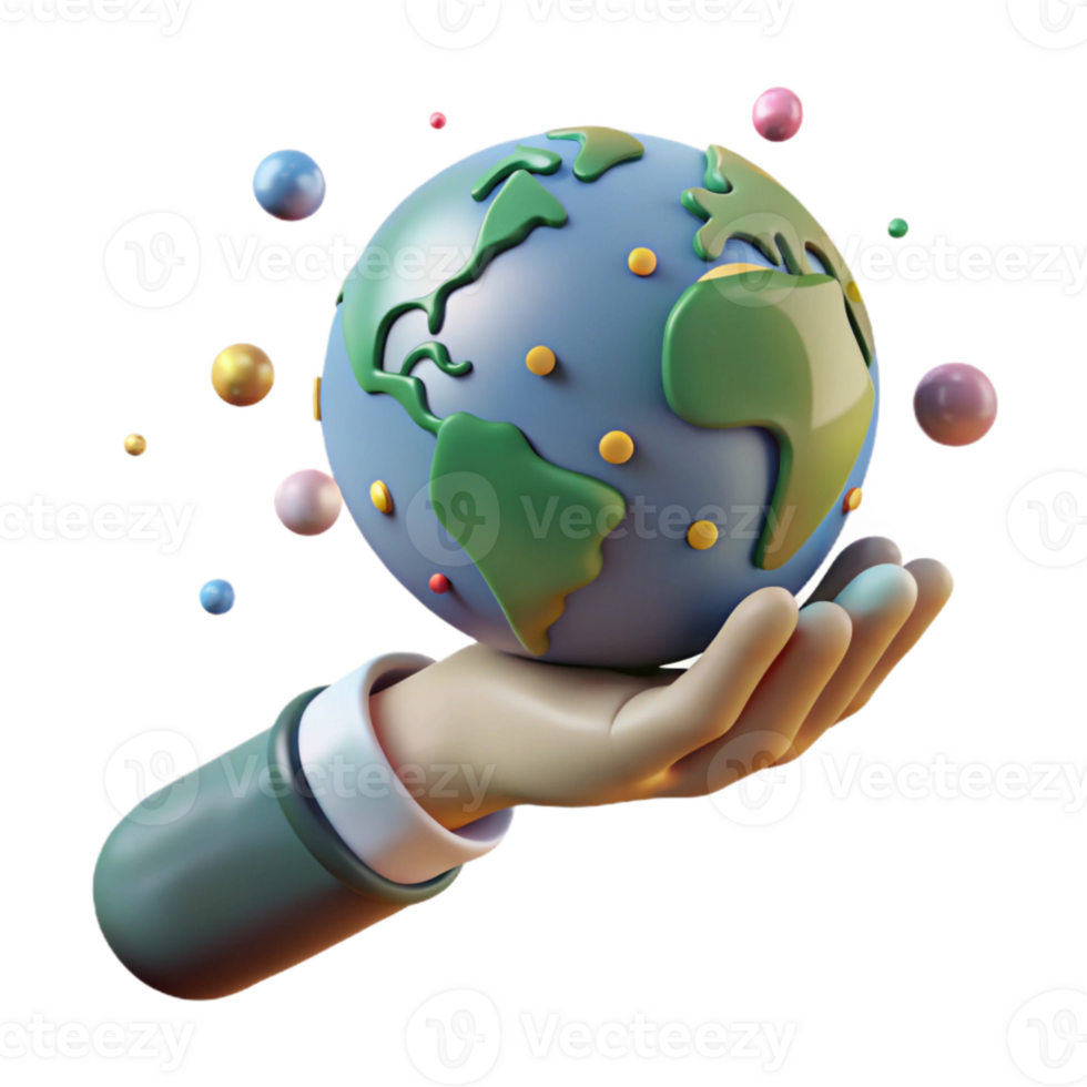 vibrant vintage Hand Holding Globe Gentle Lighting Isolated Element genuine png
