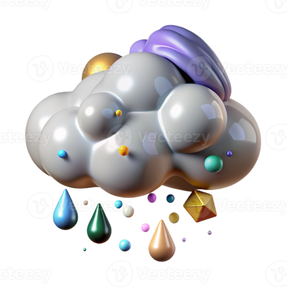 stunning abstract Isolated Rain Cloud with Realistic Water Droplets png