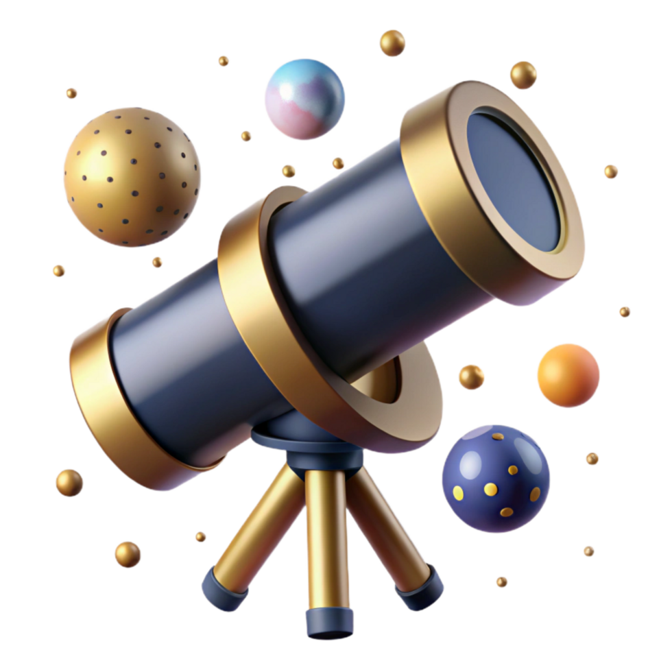 magnificent rustic Space Telescope Cutout with Gold Foil Insulation Transparent Background high resolution png