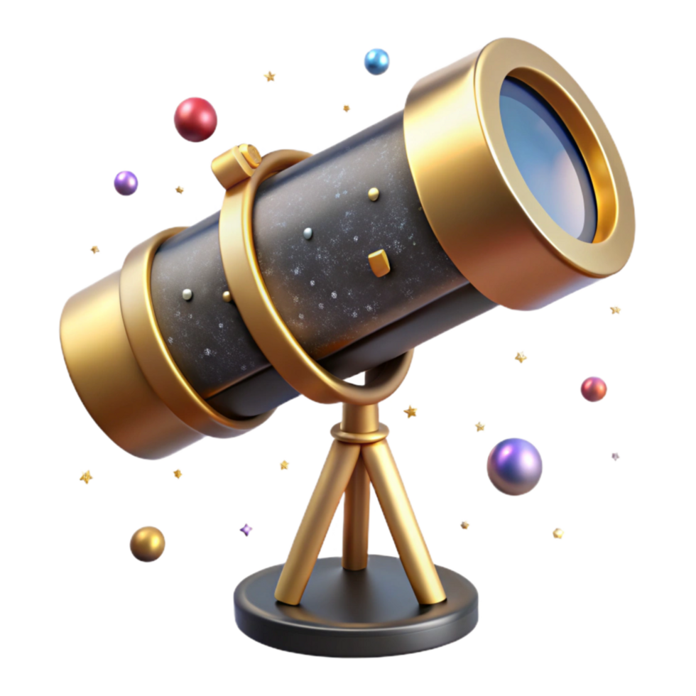 vibrant minimalist Space Telescope Cutout with Gold Foil Insulation Transparent Background 4K png