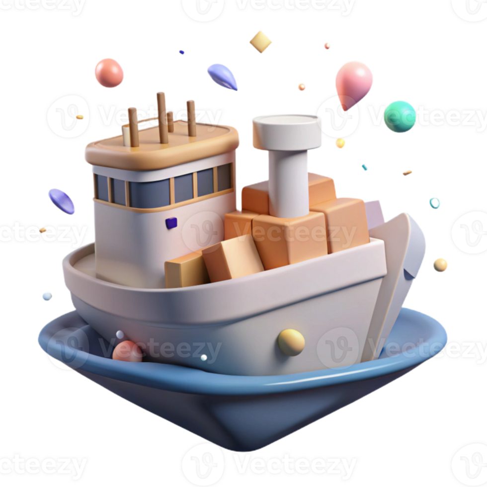 impressive minimalist Minimalist Illustration of a Cargo Ship Isolated professional png