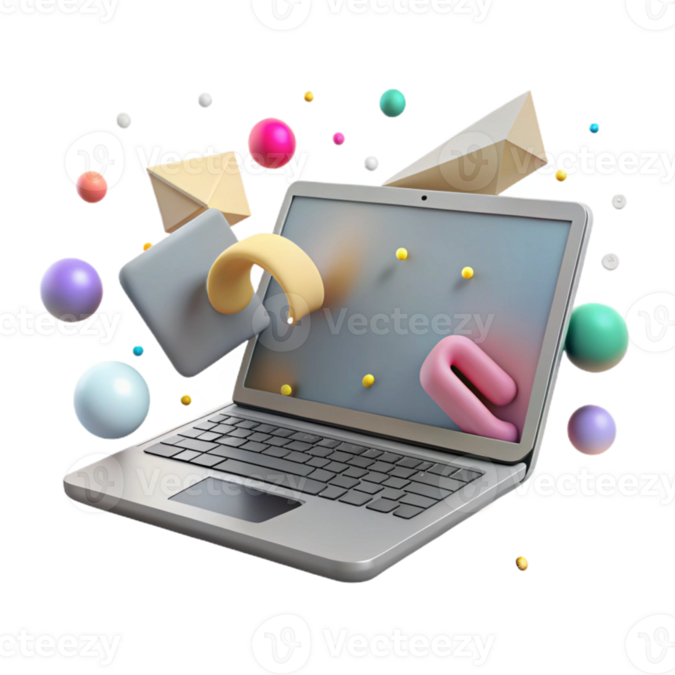 elegant classic Gray Laptop Isolated with Front View Angle high quality png