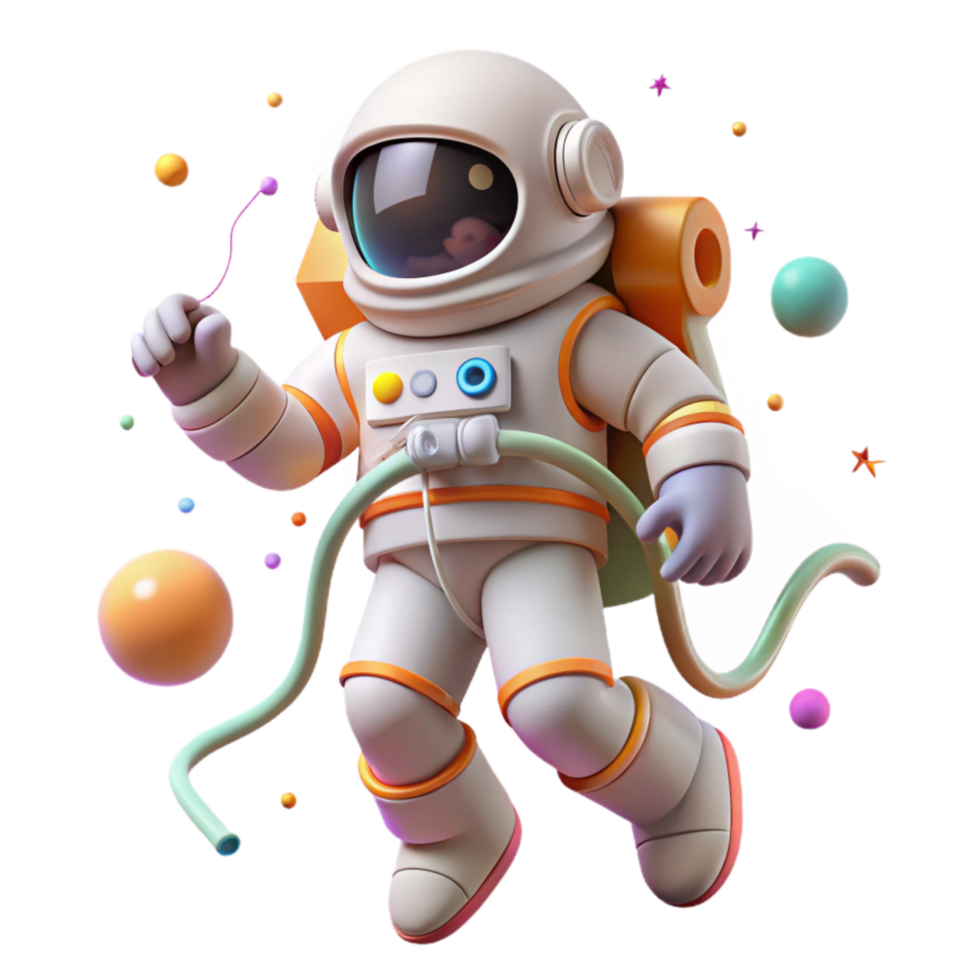 wonderful minimalist Spacewalk Astronaut Tethered Isolated Element 4K png