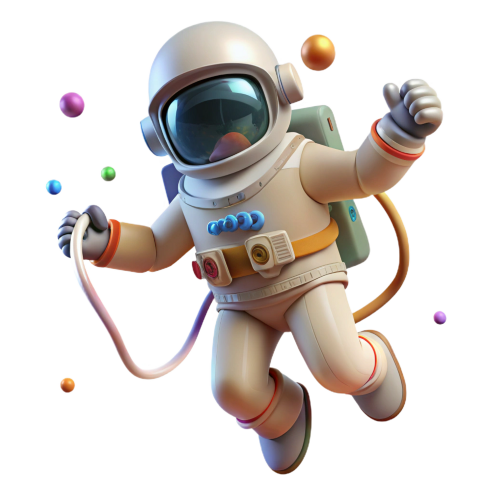 elegant artistic Spacewalk Astronaut Tethered Isolated Element authentic png