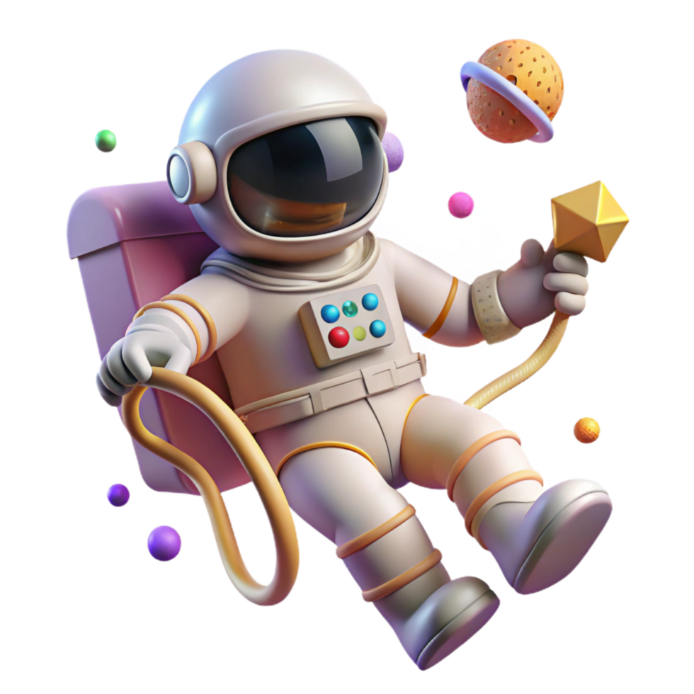 wonderful minimalist Spacewalk Astronaut Tethered Isolated Element original png