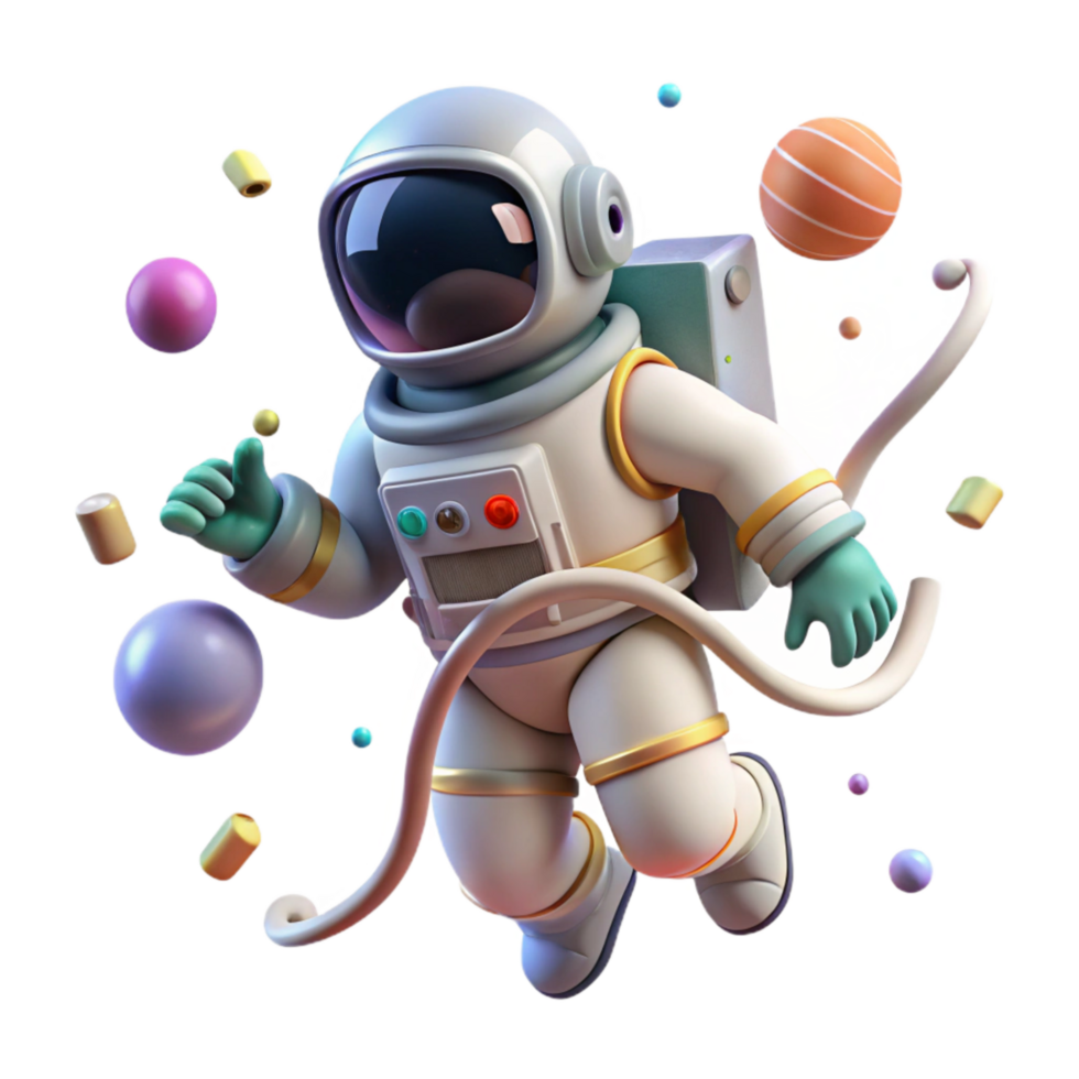 magnificent artistic Spacewalk Astronaut Tethered Transparent Background professional png
