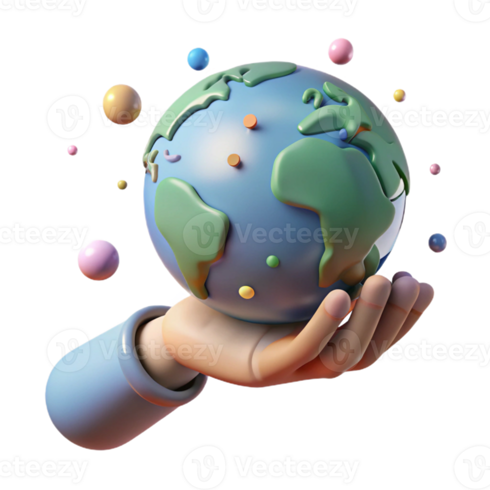 serene creative Hand Holding Globe Gentle Lighting Isolated Element authentic png
