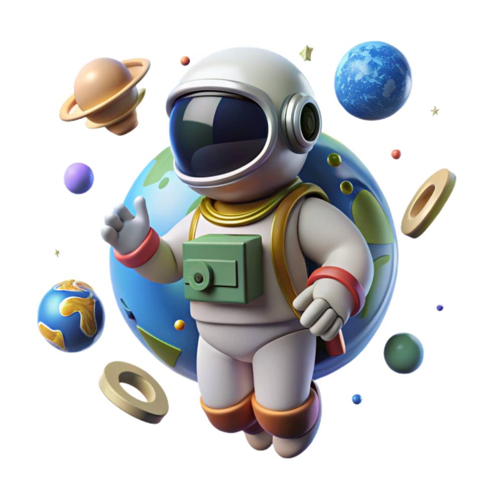 dramatic contemporary Spacewalk with Earth in Background Transparent Background premium png