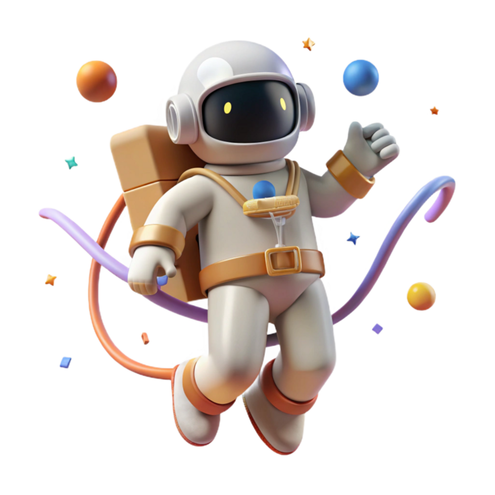 elegant artistic Spacewalk with Tether Line Isolated authentic png
