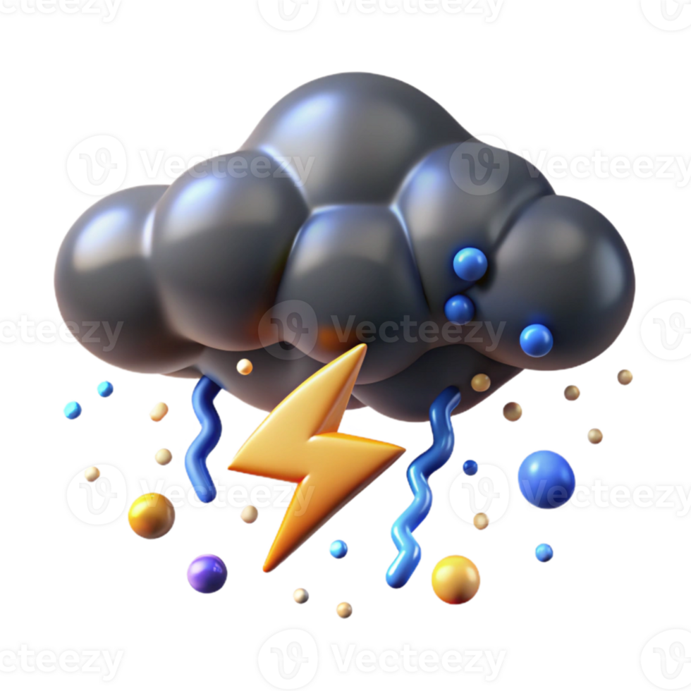 vibrant rustic Heavy Rain Cloud with Lightning Transparent Background high quality png