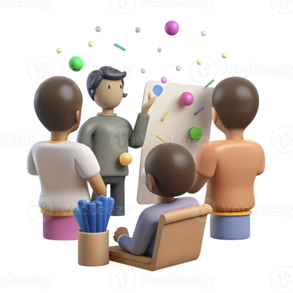 impressive artistic Group Silhouette Brainstorming Meeting Transparent Background high quality png