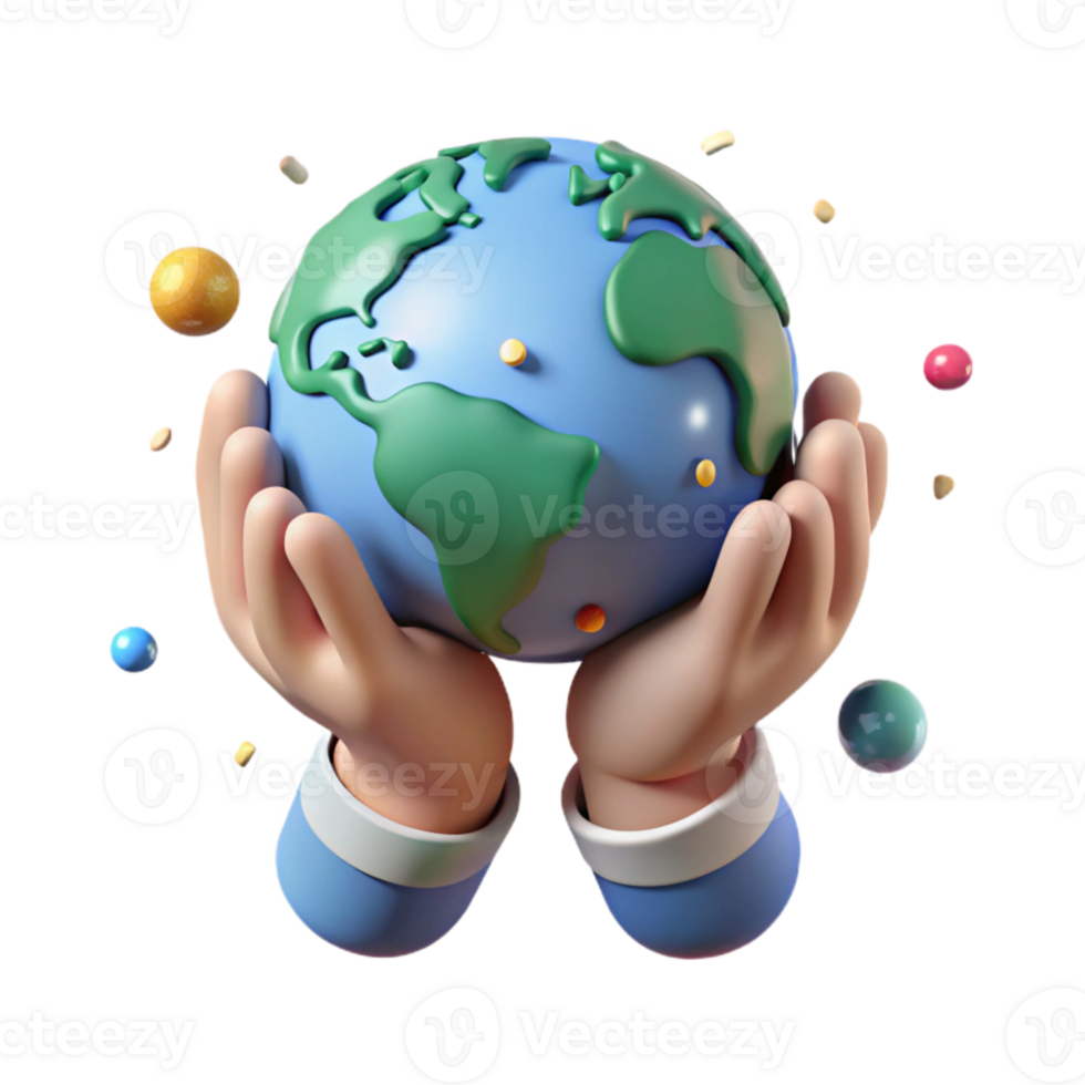 elegant abstract Hands Holding Small Earth Globe Isolated Element exclusive png