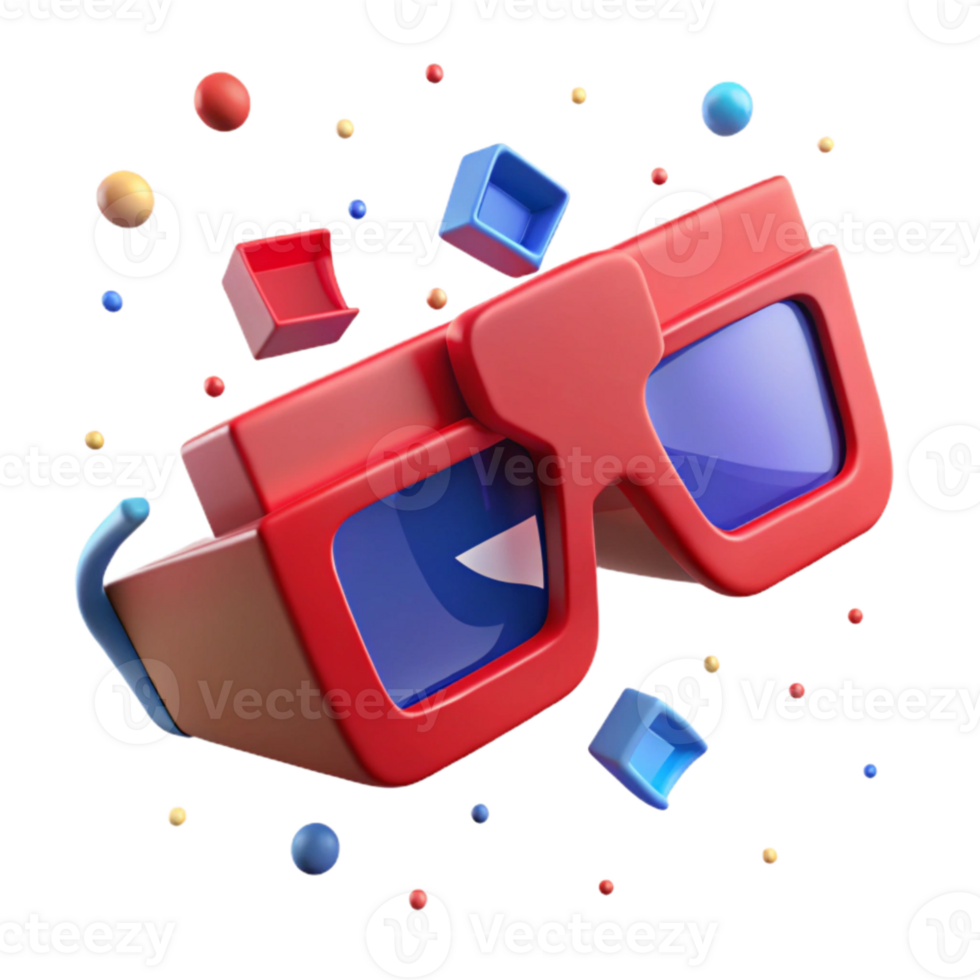 serene creative Red and Blue 3d Glasses Isolated on Transparent Background professional png