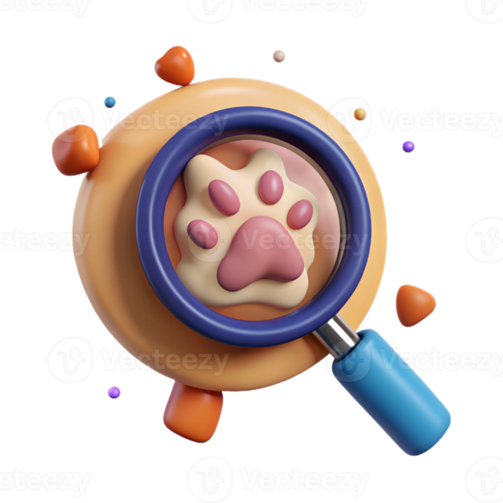 serene contemporary Magnifying Glass on Animal Footprint Transparent Background Close Up high resolution png
