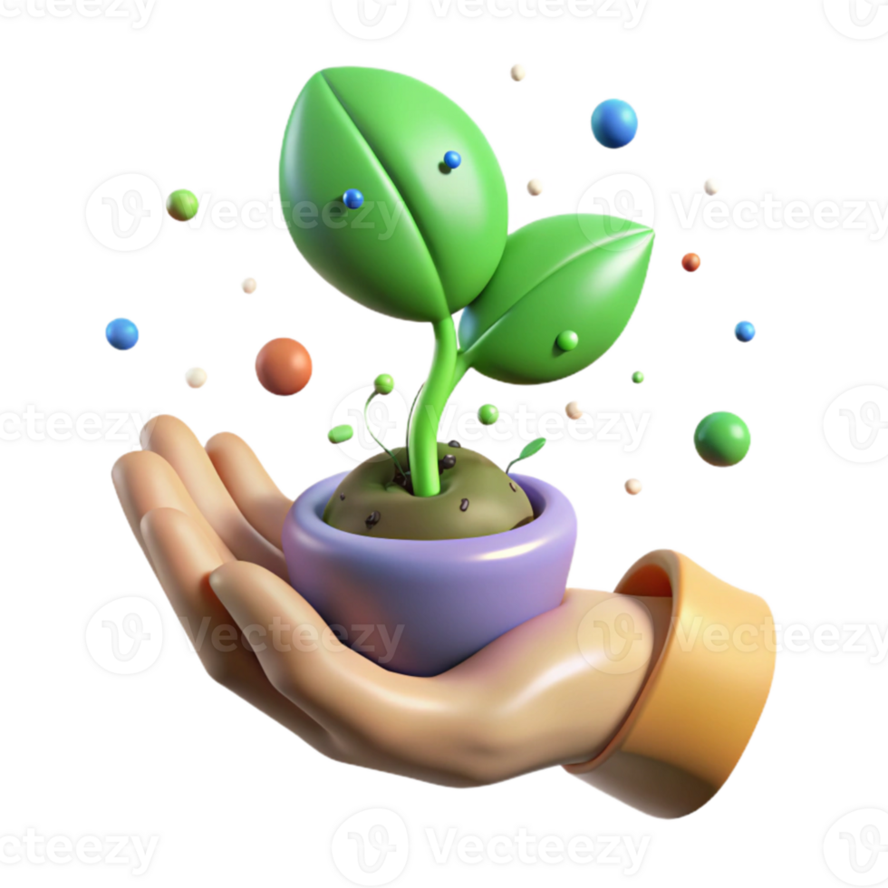 wonderful minimalist Green Sprout Growing in Pot Cutout Element original png