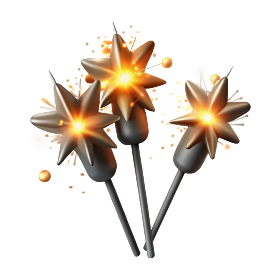 impressive minimalist Sparklers Burning with Bright Flames Transparent exclusive png