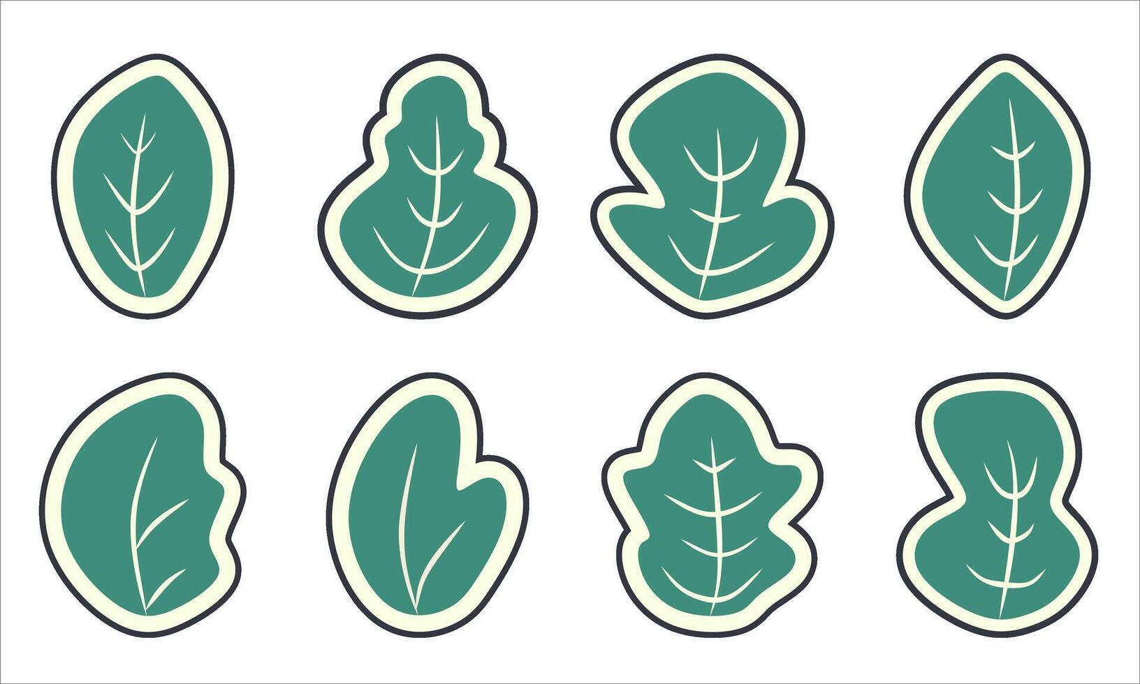 set of leaf icons with different shapes and sizes vector