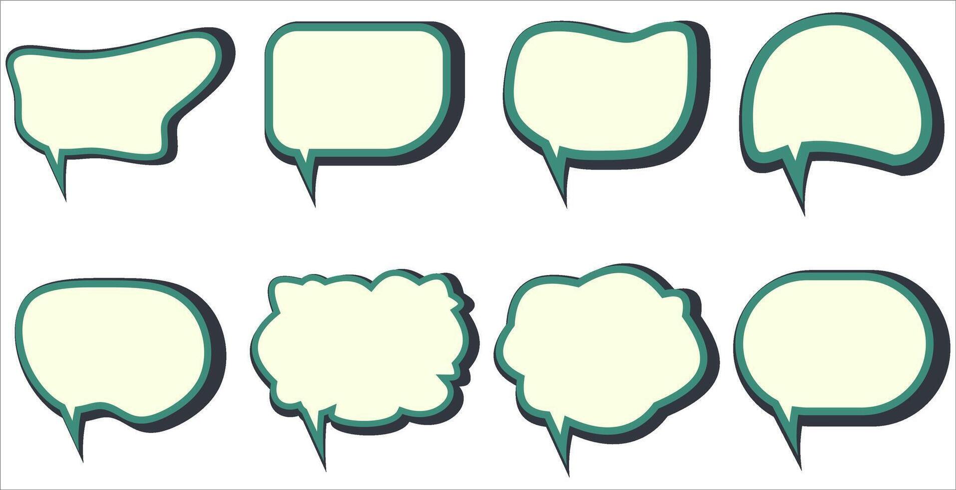 Collection of empty comic speech bubbles with halftone shadows vector