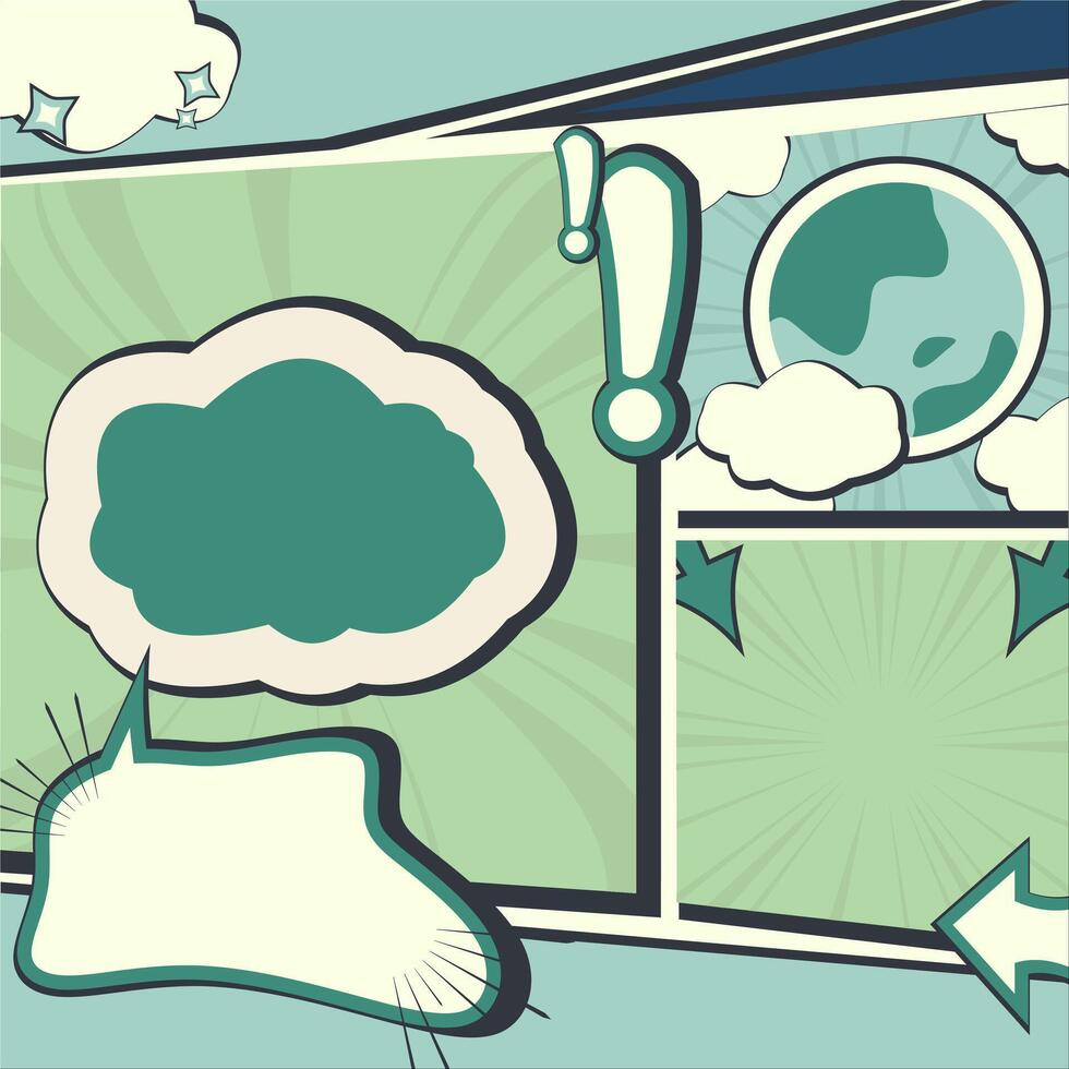 Template for earth day season with comic pop art style design set, a comic book style background with a speech bubble vector