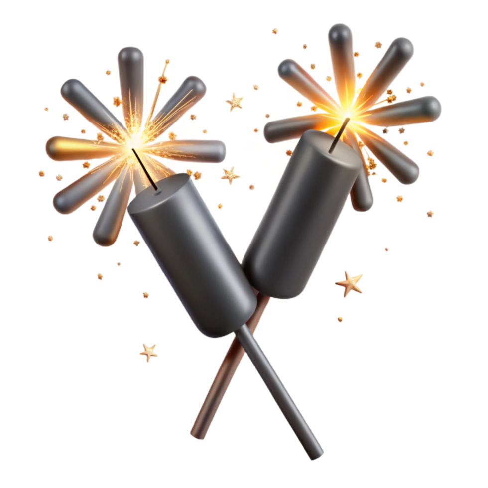 vibrant creative Sparklers Crossed with Sparks Transparent detailed png