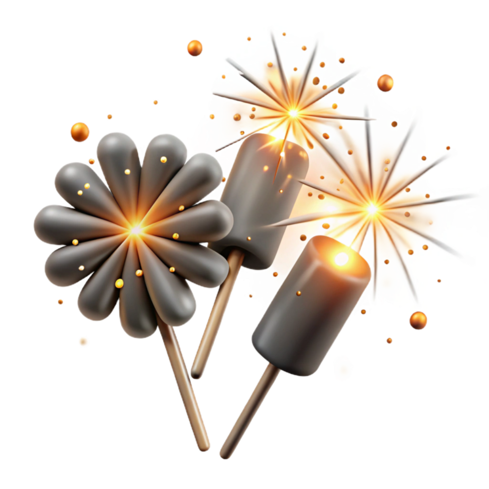 serene minimalist Sparklers with Bright Sparks Cutout with Long Exposure premium png