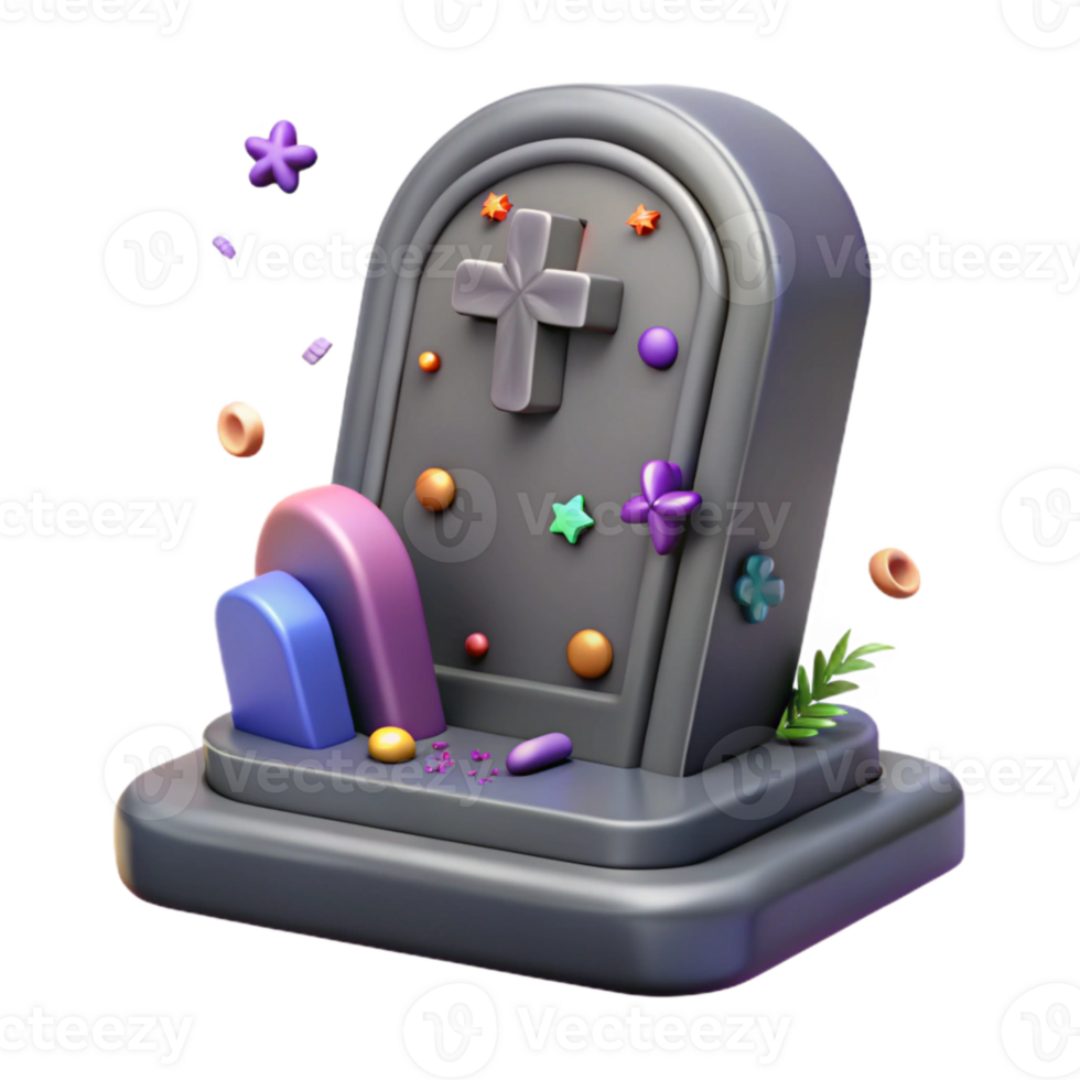 serene artistic Graveyard Tombstone with Gothic Design Transparent Background png
