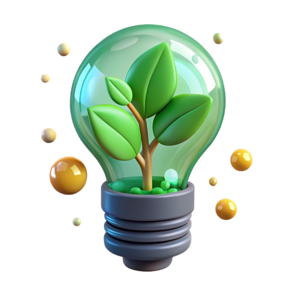 beautiful artistic Green Lightbulb with Plant Inside Creative Design Transparent detailed png