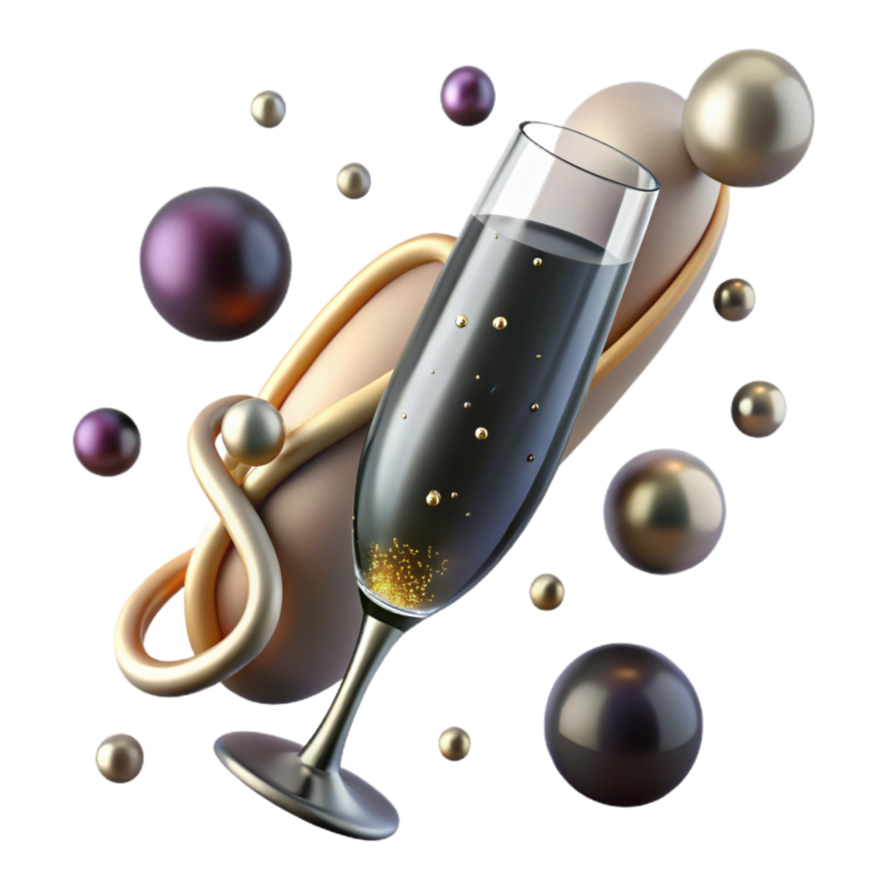 elegant abstract Sparkling Champagne Flute with Golden Bubbles Isolated genuine png
