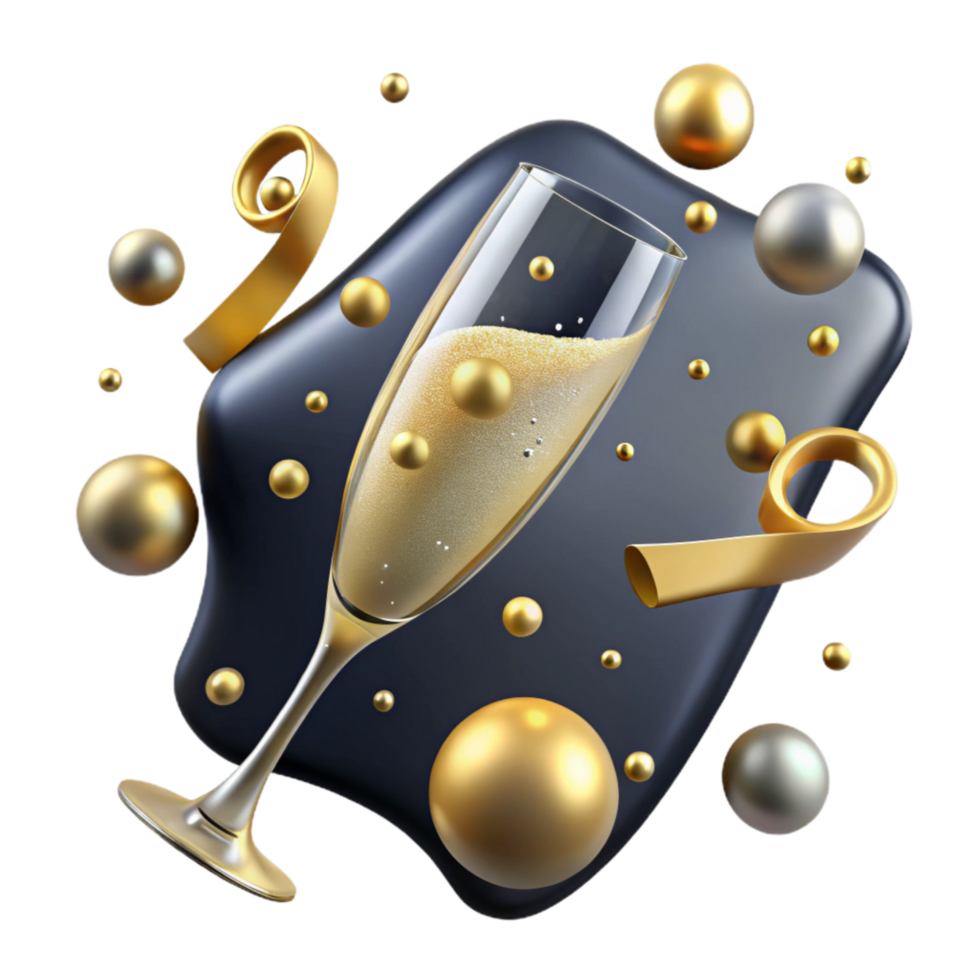 magnificent abstract Sparkling Champagne Flute with Golden Bubbles Isolated original png