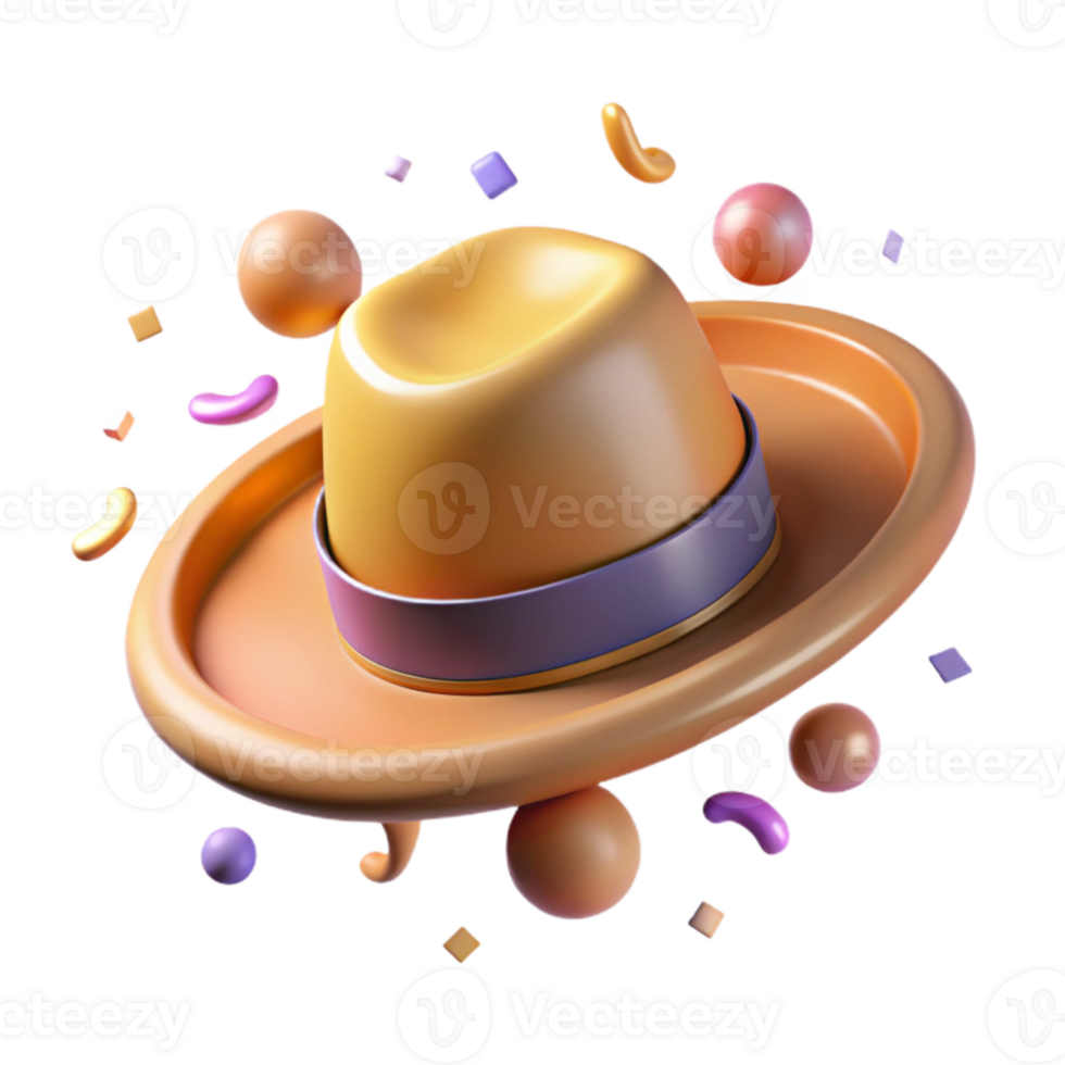 vibrant vintage Hat Symbol Isolated with Wide Brim png