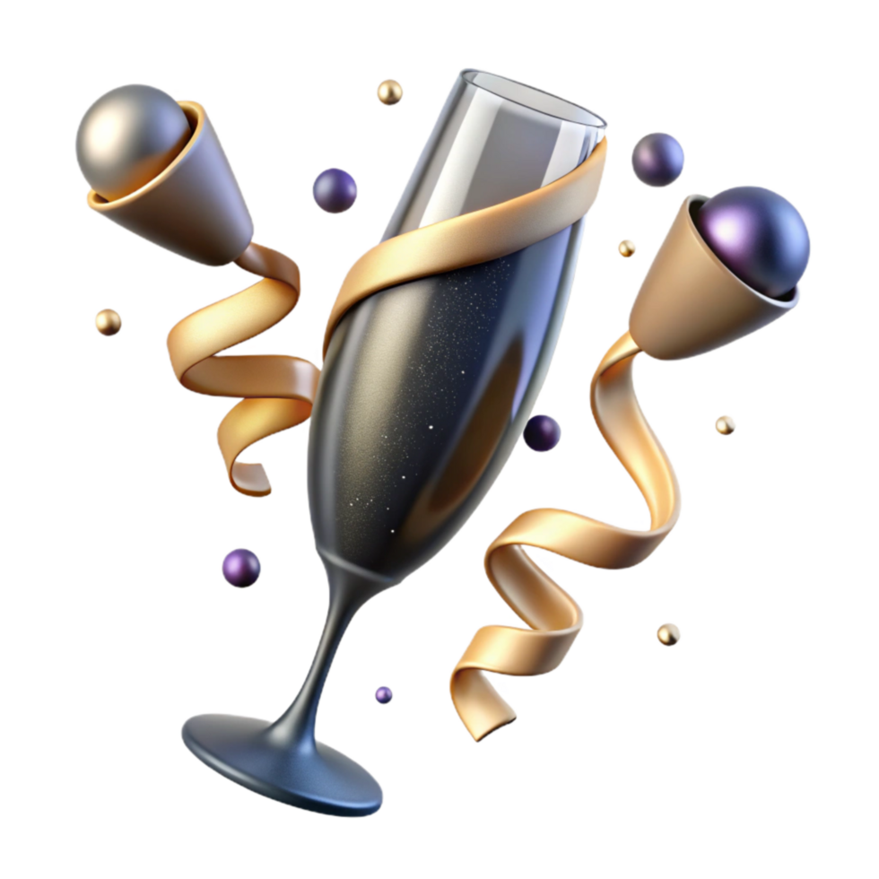 vibrant modern Sparkling Champagne Glass Cutout on Transparent Background high quality png