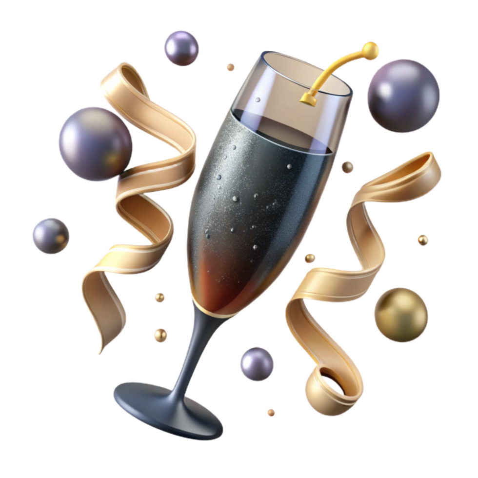 magnificent classic Sparkling Champagne Glass Cutout on Transparent Background 4K png
