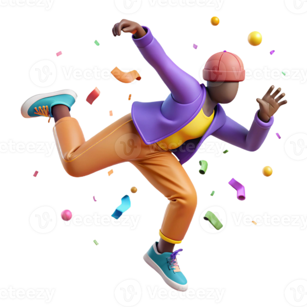dramatic contemporary Hip Hop Dancer Breakdancing Silhouette Isolated with Bold Colors detailed png