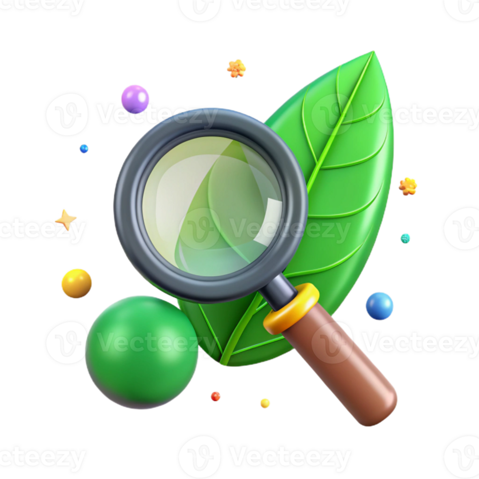 impressive vintage Magnifying Glass Over Green Leaf Transparent high quality png