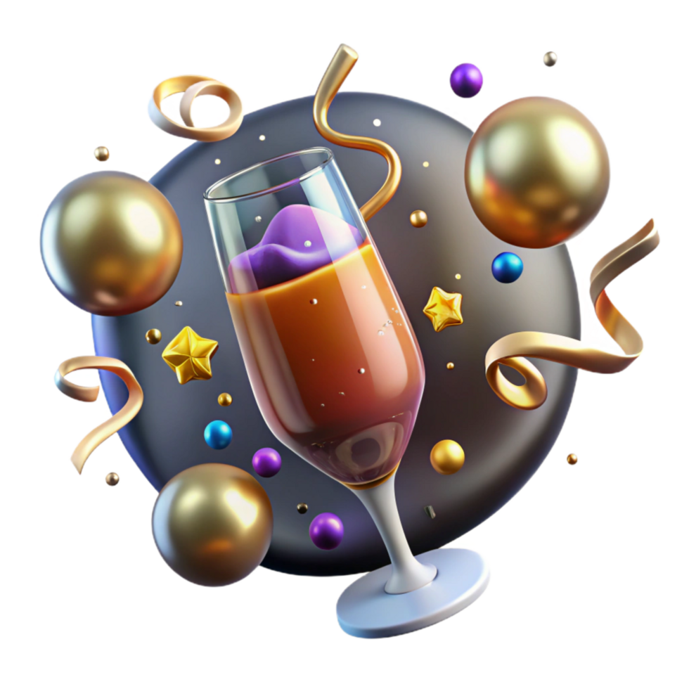 elegant creative Sparkling Cider with Festive Glow Isolated high quality png