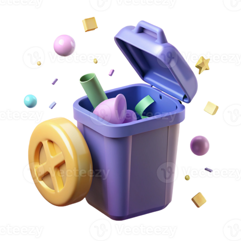 impressive artistic Recycling Bin with Lid Open Isolated Element professional png
