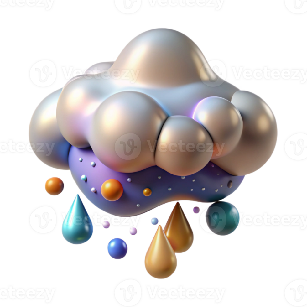 beautiful abstract Isolated Rain Cloud with Realistic Water Droplets exclusive png