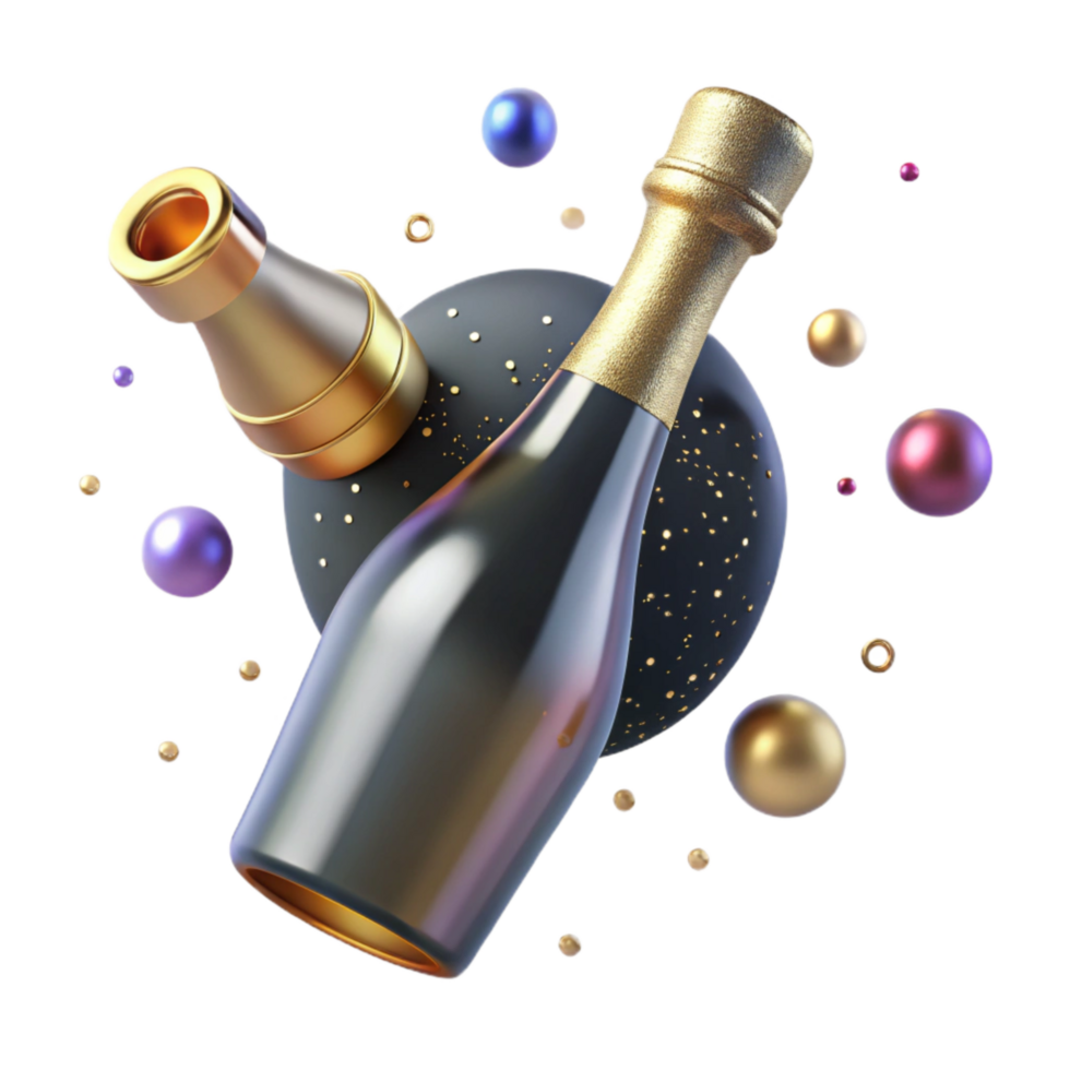 stunning abstract Sparkling Wine Bottle with Cork Isolated Element exclusive png