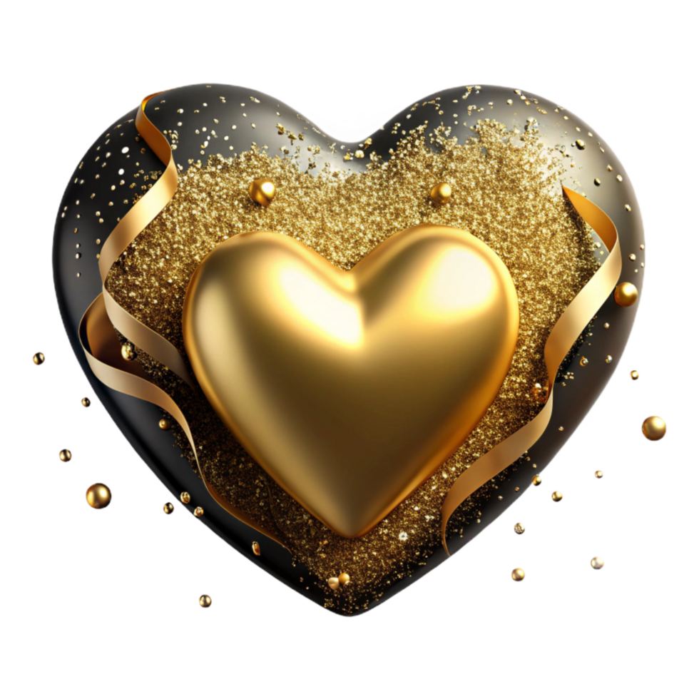 impressive rustic Sparkling Gold Heart Isolated with Glitter Effect original png