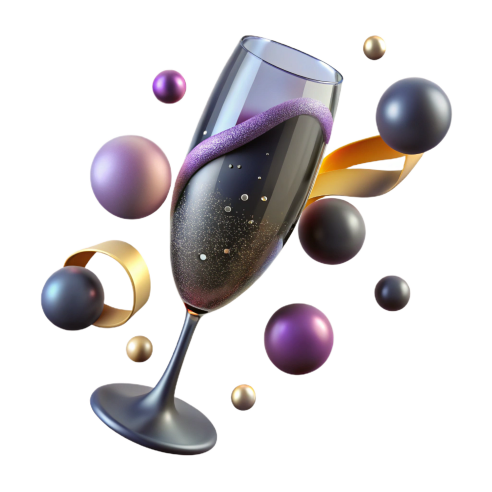 impressive rustic Sparkling Wine Glass with Bubbles Transparent Background detailed png