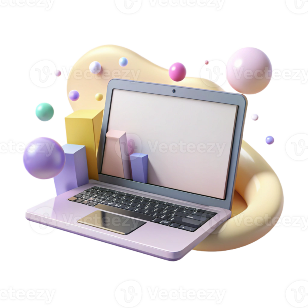 beautiful modern Modern Laptop Open with Blank Screen Isolated premium png