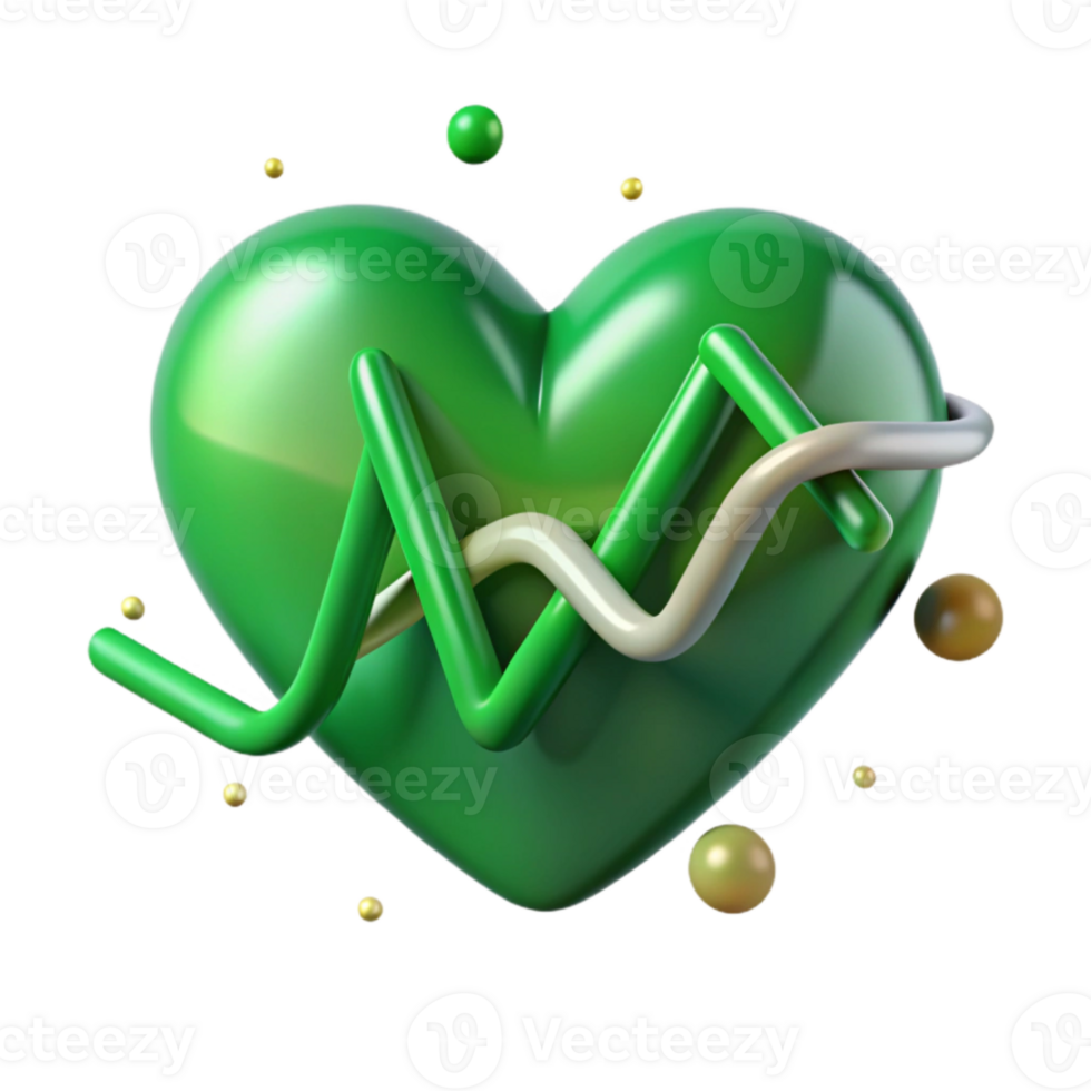 serene abstract Healthy Heart Beat Line Green Color Transparent Background original png