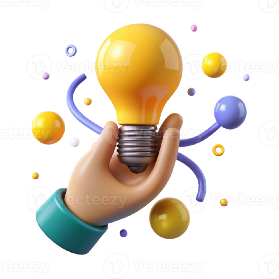 extraordinary modern Hand Holding Up Lightbulb Isolated Element with Yellow Hues png