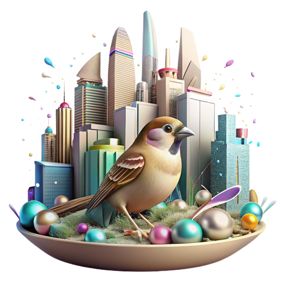magnificent modern Sparrow City Transparent Background Urban Perch authentic png