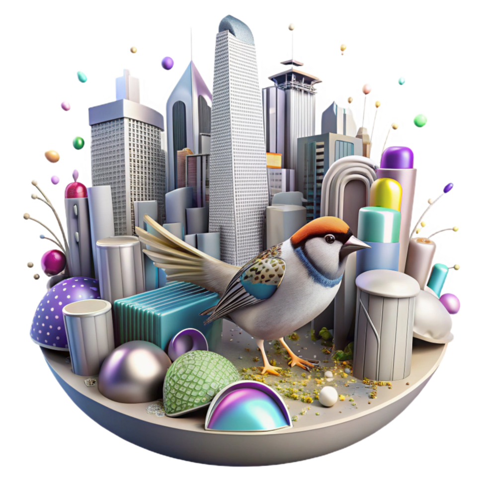 dramatic abstract Sparrow City Transparent Background Urban Perch 4K png