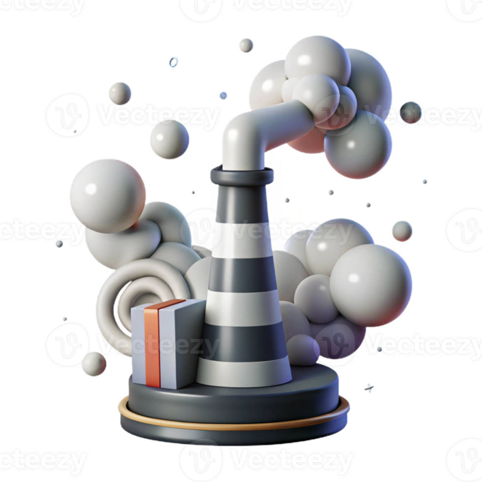 vibrant artistic Industrial Smokestack Fumes Isolated with White and Gray Smoke exclusive png