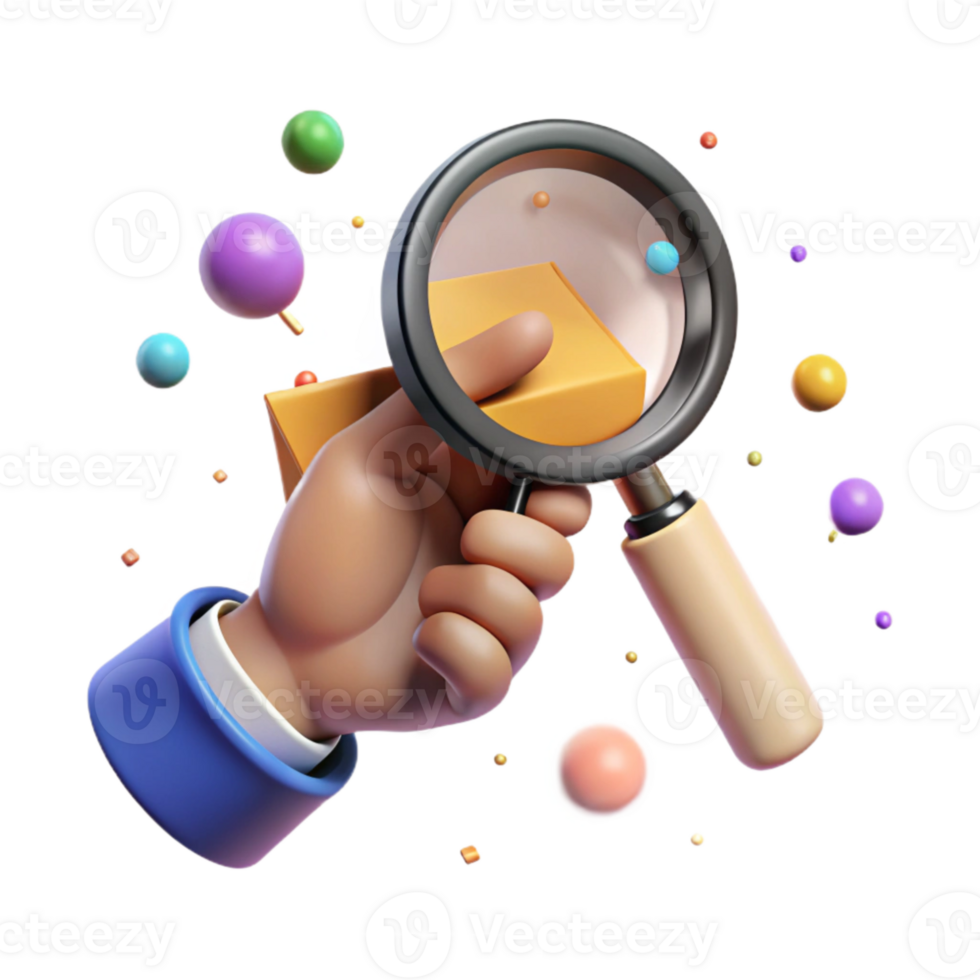 beautiful modern Hand Holding Up Magnifying Glass Isolated Element high resolution png