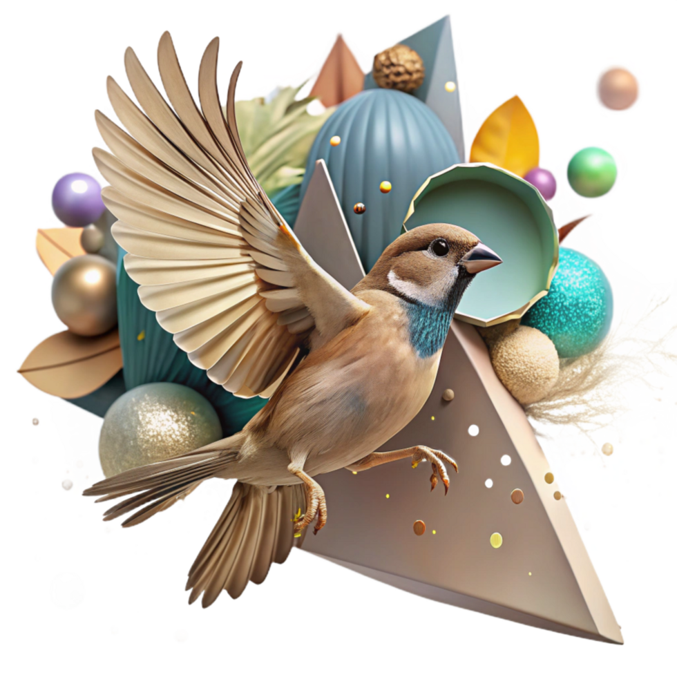 dramatic minimalist Sparrow Isolated Urban Environment Flight detailed png